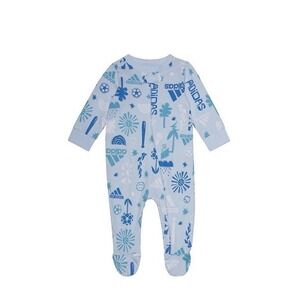Adidas Baby Boy Infant Blue Long Sleeve Hooded Coverall‎ 6 months Sleep & Play